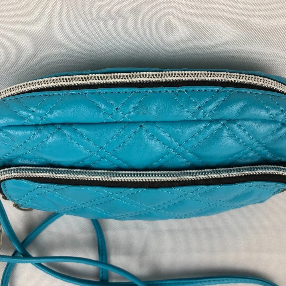 Far Nine Womens Turquoise Blue Quilted Mini Crossbody Bag